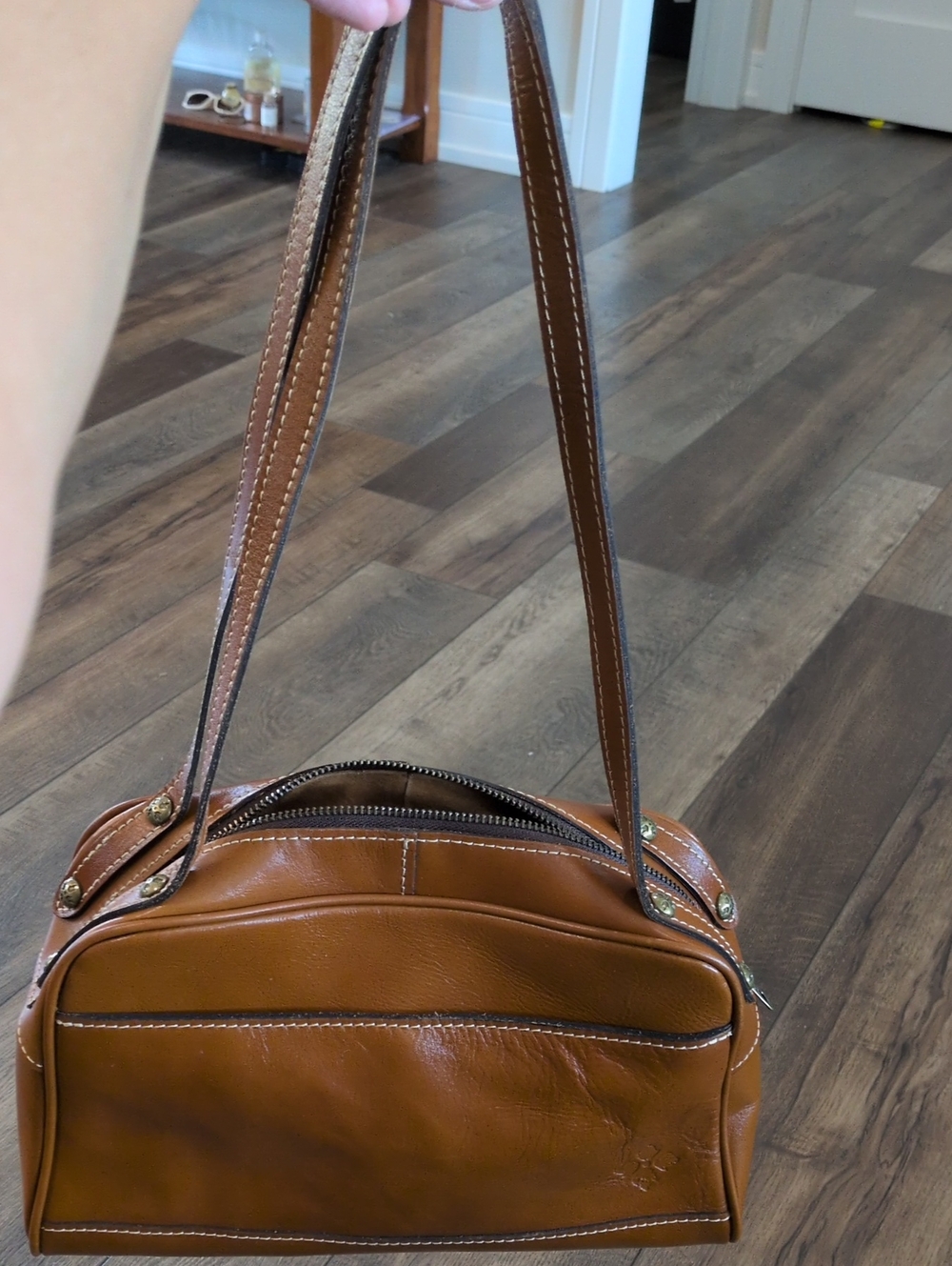 Patrick Nash Vintage Embossed Maple Leather Shoulder Bag